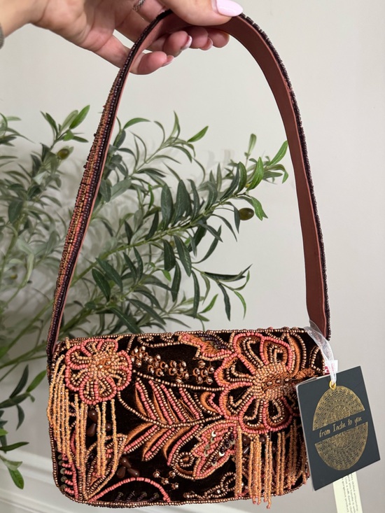 T.J.Maxx Handbags - Made in India floral fringe beaded bag